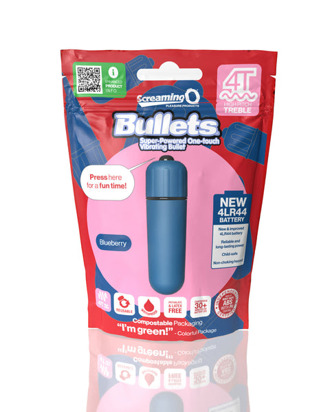 Screaming O 4t - Bullet - Super Powered One Touch  Vibrating Bullet - Blueberry Screaming O