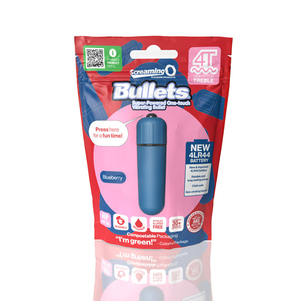 Screaming O 4t - Bullet - Super Powered One Touch  Vibrating Bullet - Blueberry Screaming O