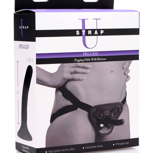 Pegged - Pegging Dildo With Harness - Black XR Brands Strap U