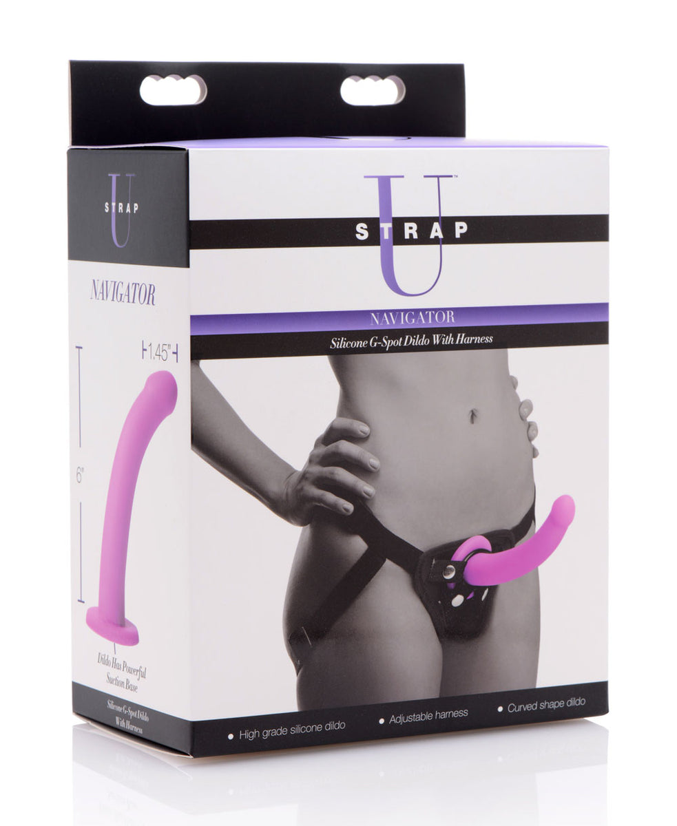 Navigator Silicone G-Spot Dildo With Harness XR Brands Strap U