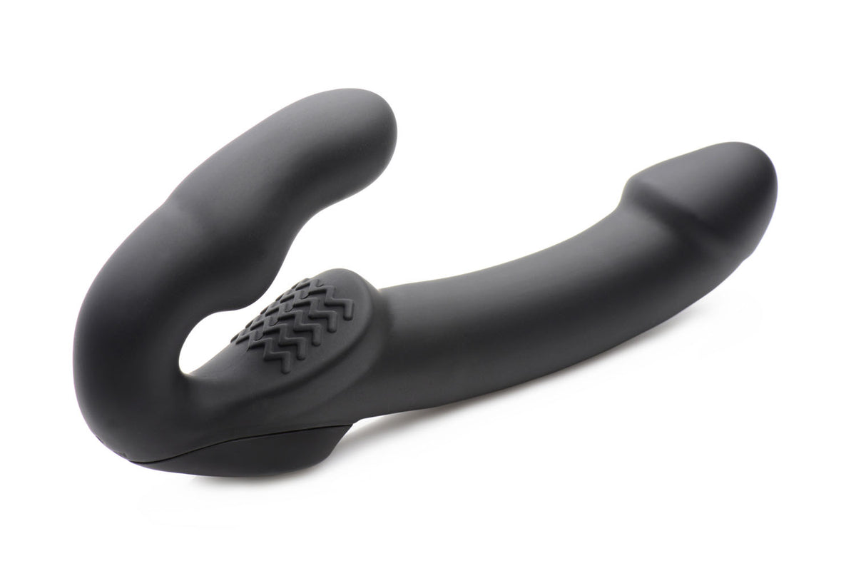 Evoke Rechargeable Vibrating Silicone Strapless Strap on - Black XR Brands Strap U