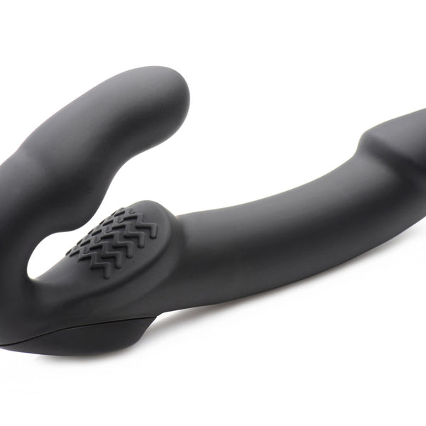 Evoke Rechargeable Vibrating Silicone Strapless Strap on - Black XR Brands Strap U