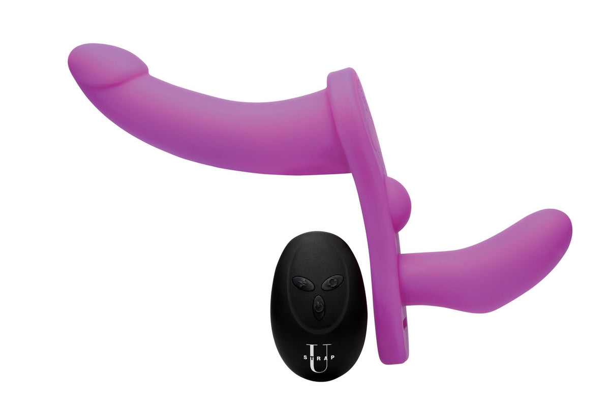 Double Take 10x Vibrating Double Penetration Adjustable Strap-on Purple XR Brands Strap U