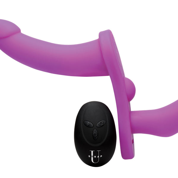 Double Take 10x Vibrating Double Penetration Adjustable Strap-on Purple XR Brands Strap U