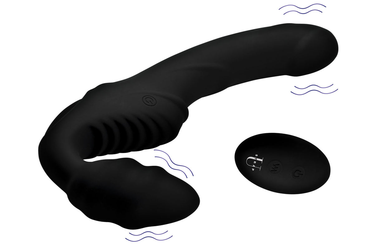 Pro Rider 9x Vibrating Silicone Strapless  Strap on With Remote Control XR Brands Strap U