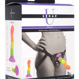 Proud Rainbow Silicone Dildo With Harness XR Brands Strap U