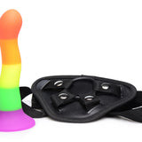 Proud Rainbow Silicone Dildo With Harness XR Brands Strap U