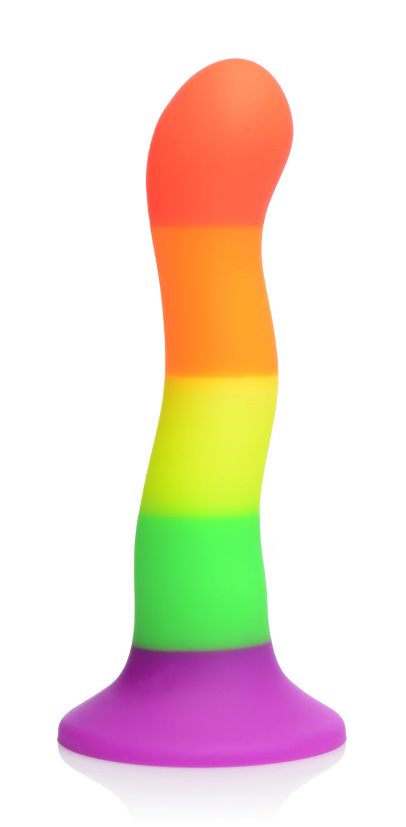 Proud Rainbow Silicone Dildo With Harness XR Brands Strap U