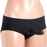 Lace Envy Crotchless Panty Harness - 2xl - Black XR Brands Strap U