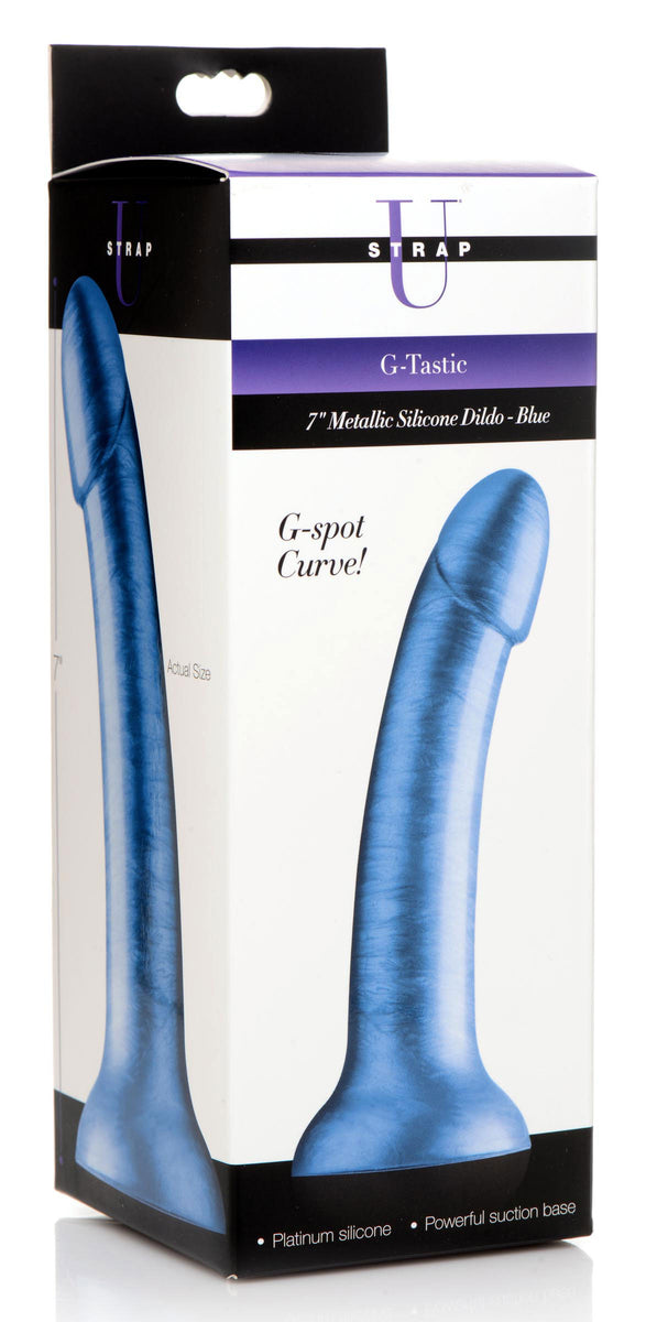 G-Tastic 7 Inch Metallic Silicone Dildo - Blue XR Brands Strap U