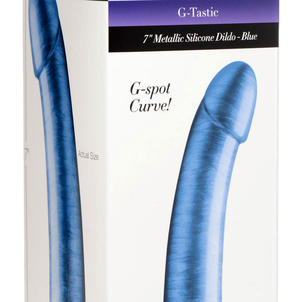 G-Tastic 7 Inch Metallic Silicone Dildo - Blue XR Brands Strap U