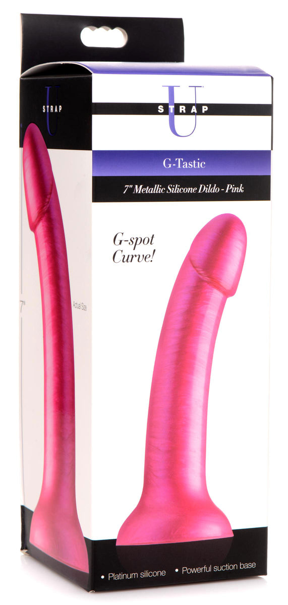 G-Tastic 7 Inch Metallic Silicone Dildo - Pink XR Brands Strap U