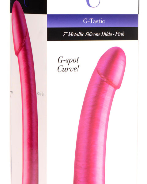 G-Tastic 7 Inch Metallic Silicone Dildo - Pink XR Brands Strap U