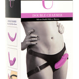 Double Charmer Silicone Double Dildo With Harness  - Purple XR Brands Strap U