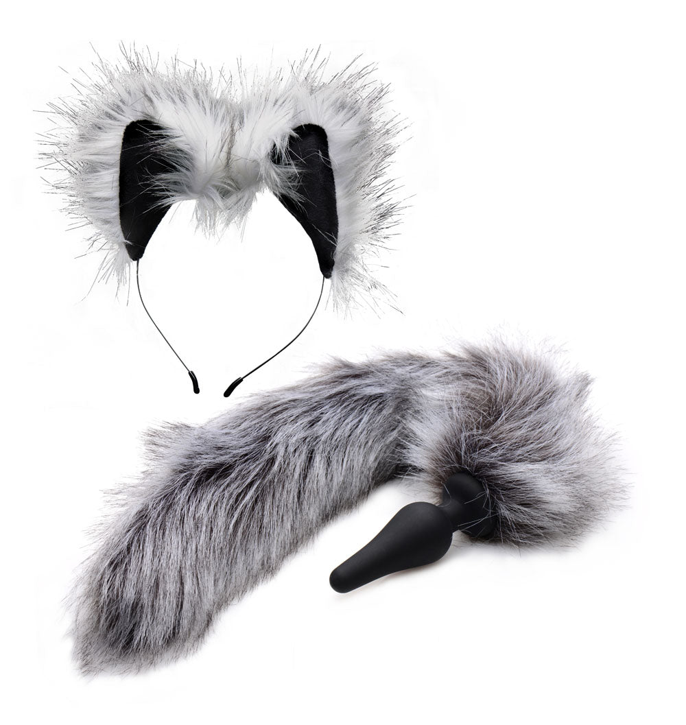 Grey Wolf Tail Anal Plug and Ears Set XR Brands Tailz