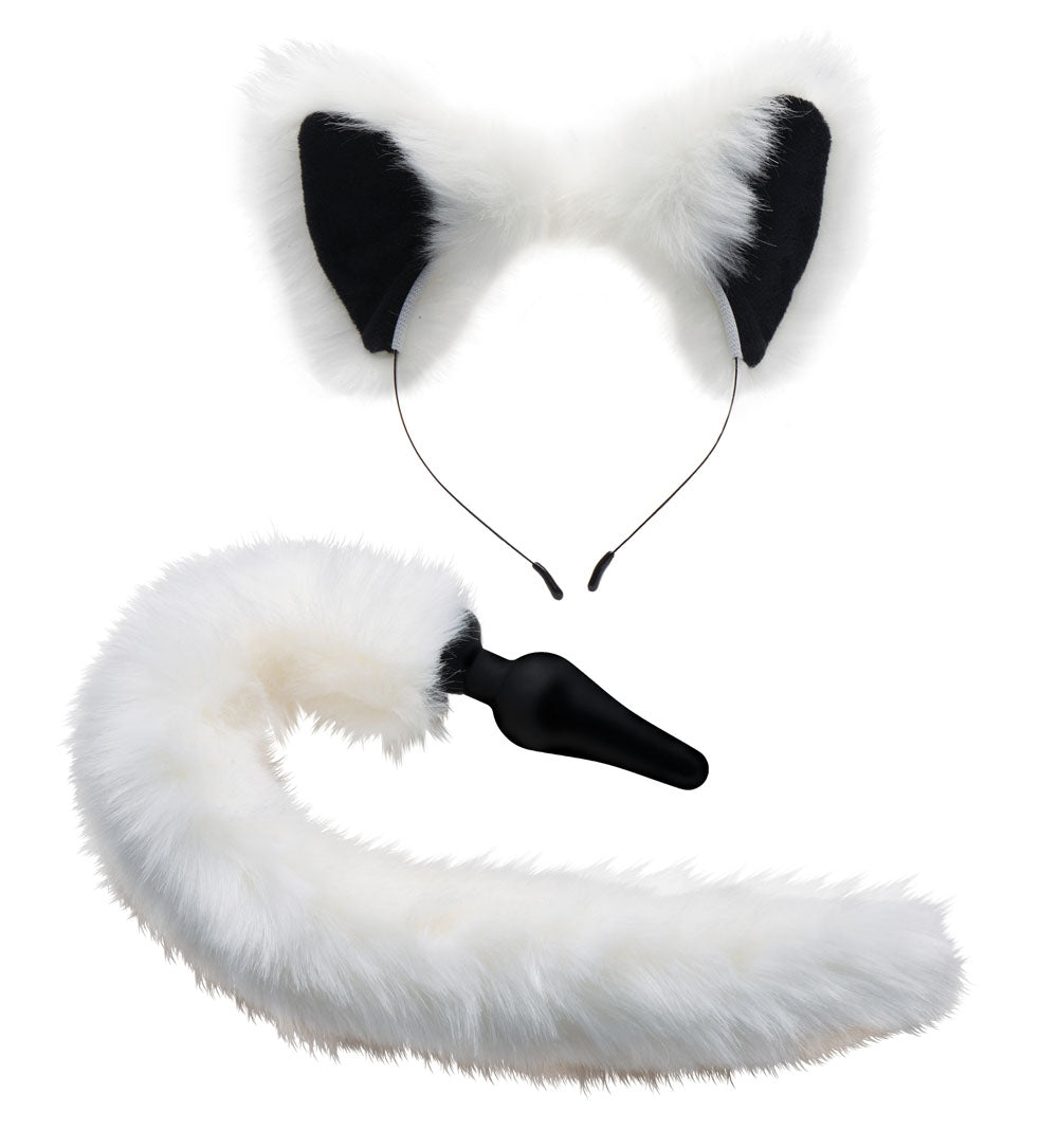 White Fox Tail Anal Plug and Ears Set XR Brands Tailz