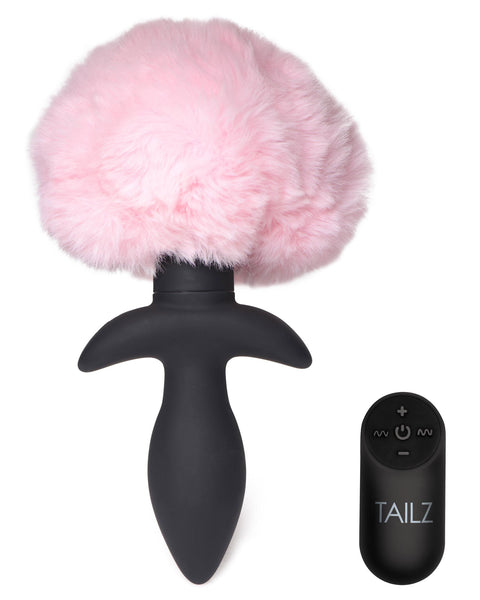 Waggerz Moving and Vibrating Bunny Tail Anal Plug  - Pink XR Brands Tailz