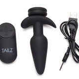 Interchangeable 10x  Vibrating Small Silicone Anal Plug With Remote XR Brands Tailz