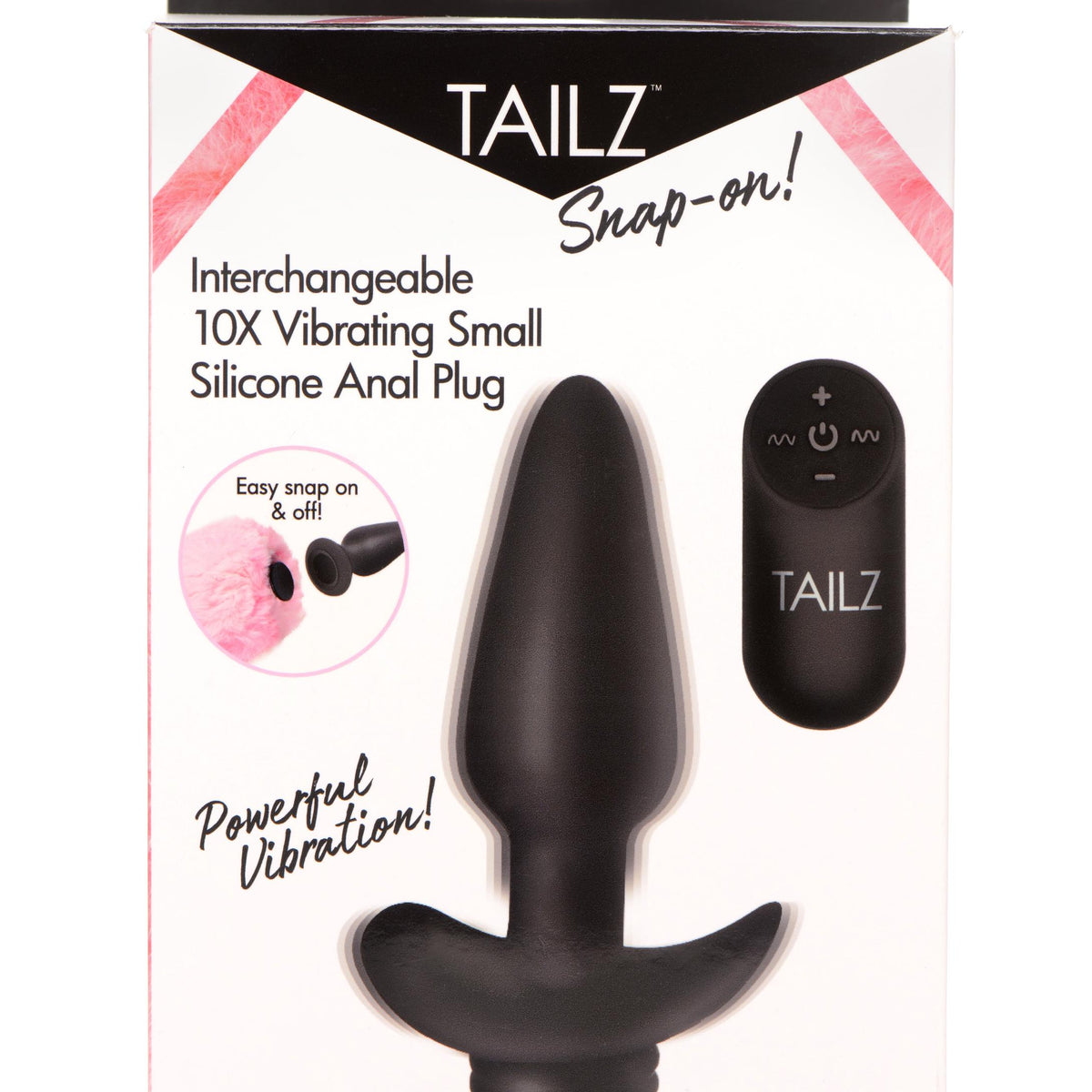 Interchangeable 10x  Vibrating Small Silicone Anal Plug With Remote XR Brands Tailz