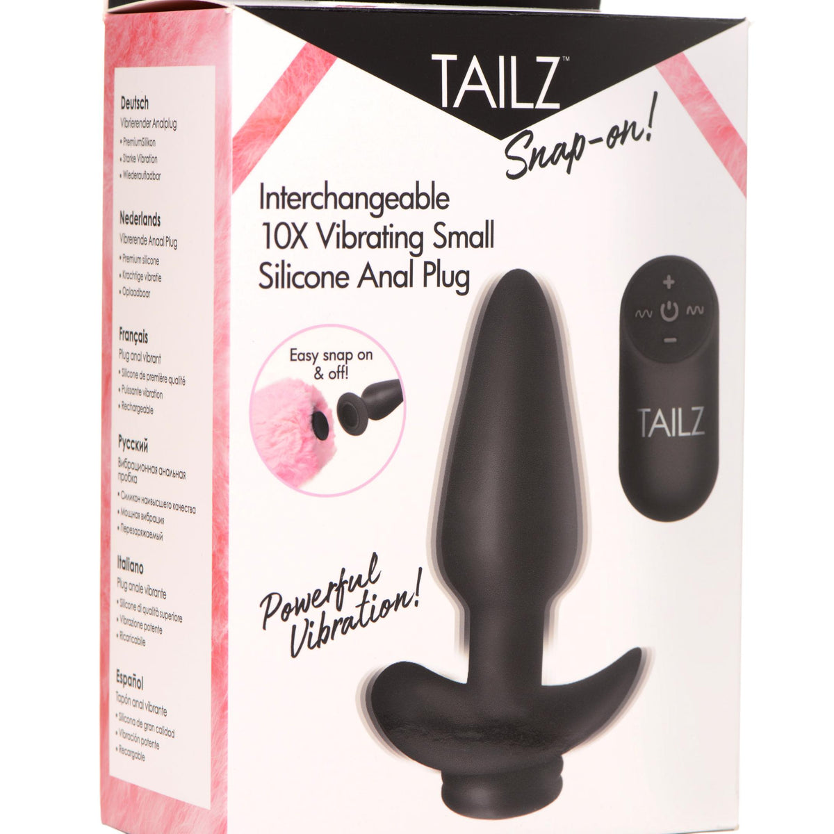 Interchangeable 10x  Vibrating Small Silicone Anal Plug With Remote XR Brands Tailz