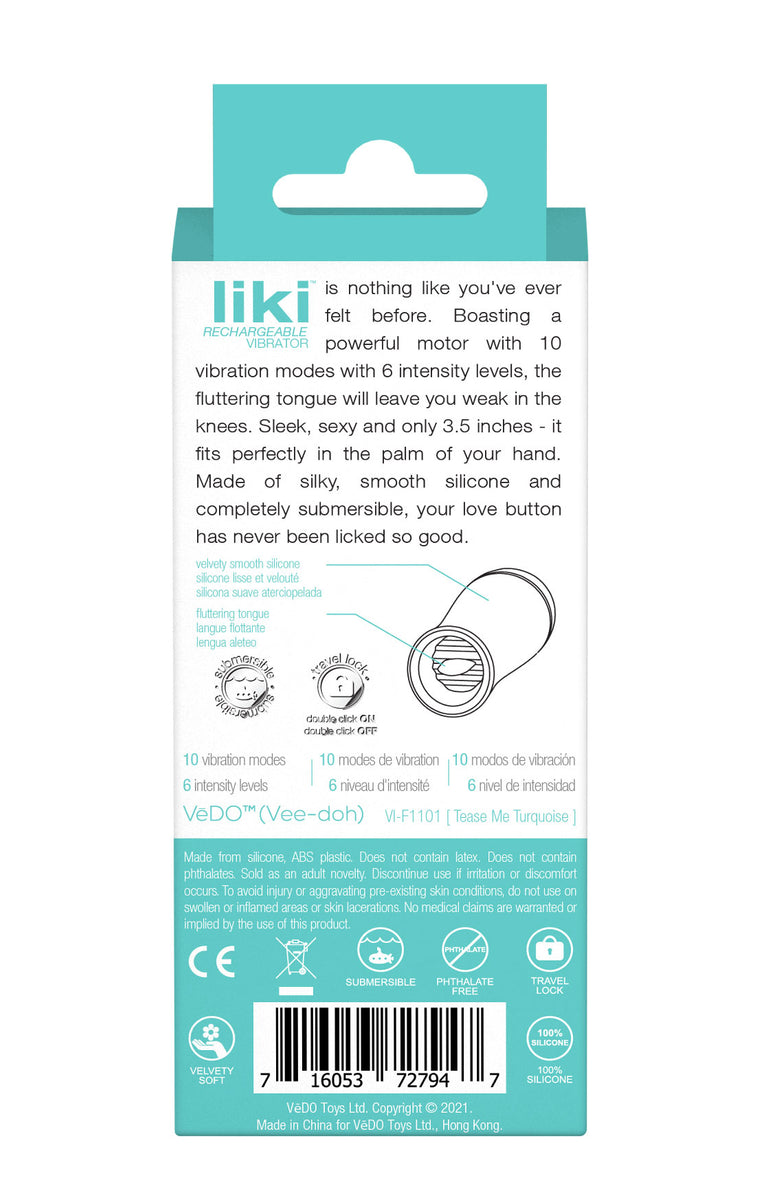 Liki Rechargeable Flicker Vibe - Tease Me Turqoise VeDO