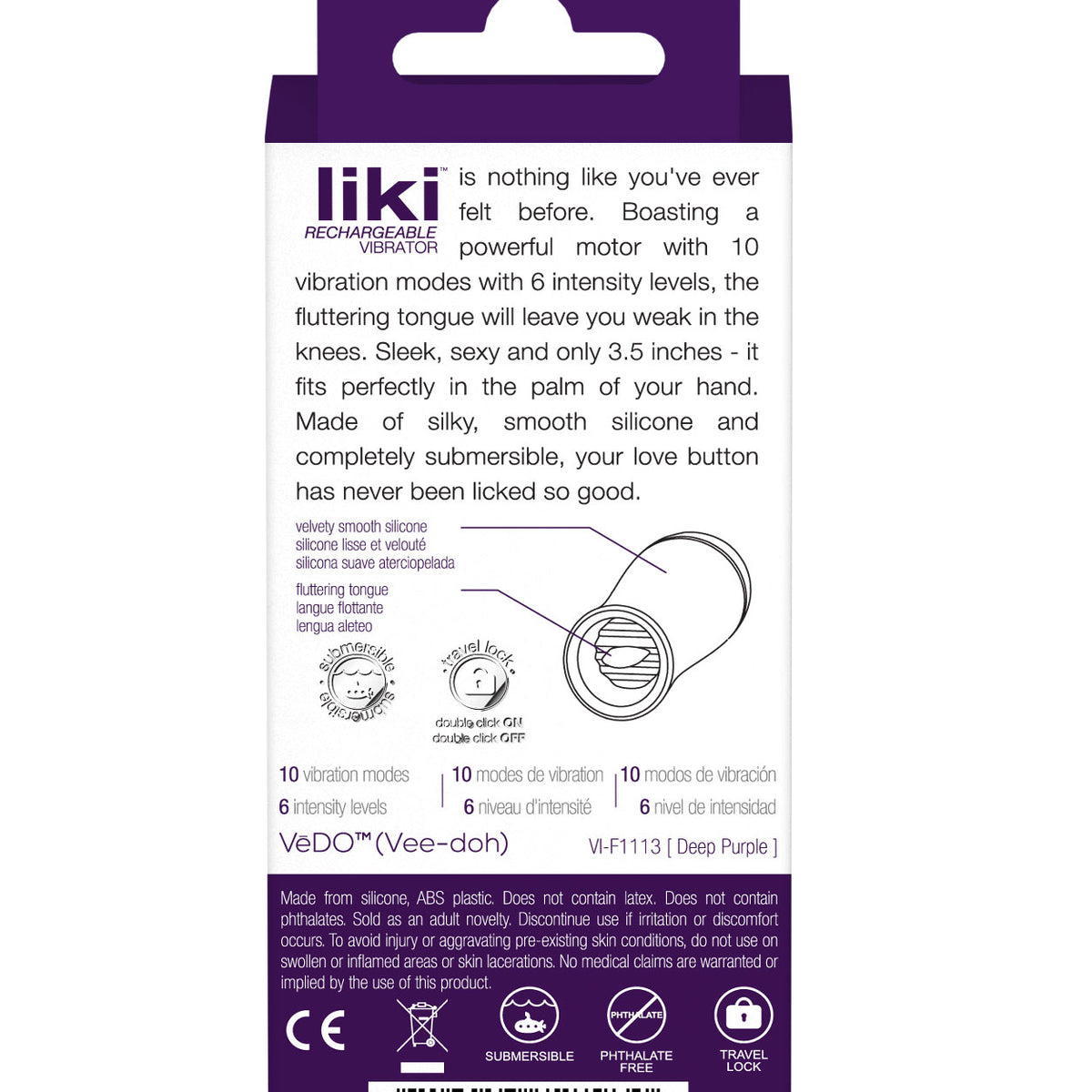 Liki Rechargeable Flicker Vibe - Deep Purple VeDO