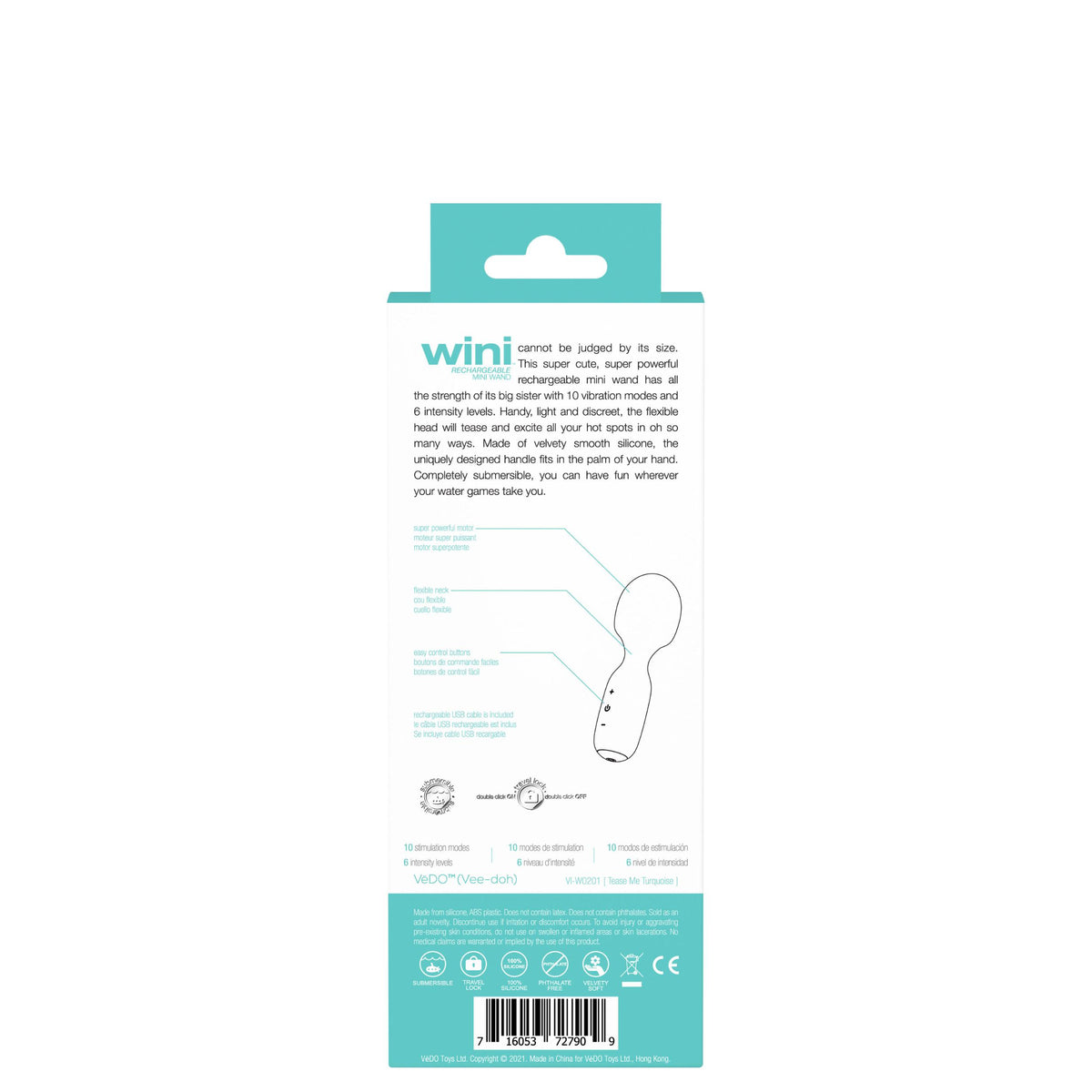 Wini Rechargeable Mini Wand - Turquoise VeDO