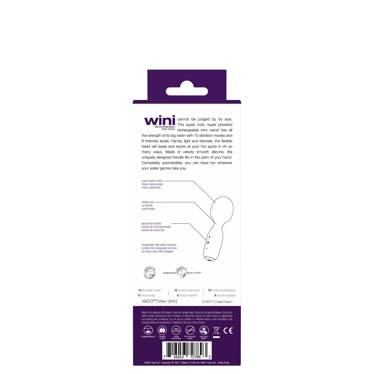 Wini Rechargeable Mini Wand - Purple VeDO