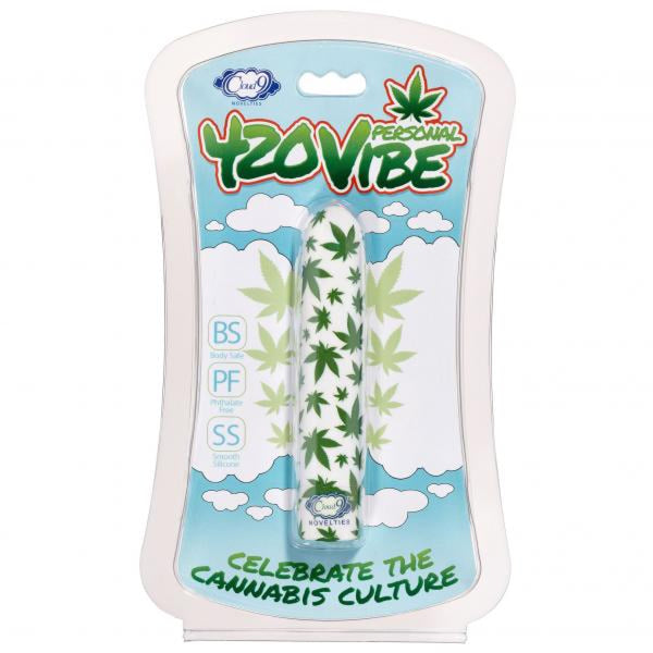 420 Slim Cannabis Leaf Vibe -  White/green Cloud 9 Novelties