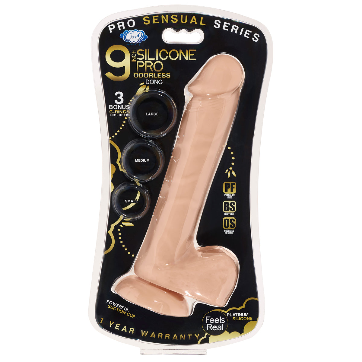 9 Inch Silicone Pro Odorless Dong - Flesh Cloud 9 Novelties