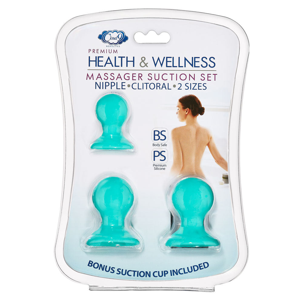 Cloud 9 Health and Wellness Nipple and Clitoral Massager Suction Set - Teal Cloud 9 Novelties