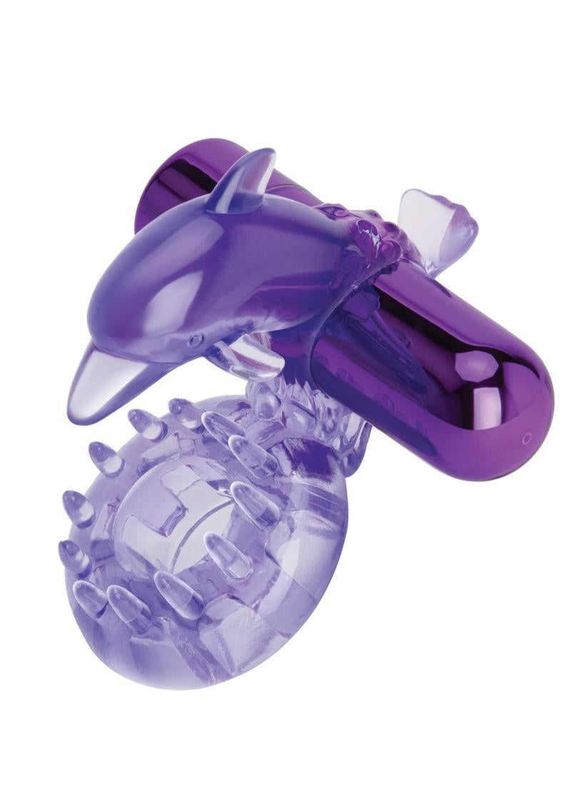 Bodywand Rechargeable Dolphin Ring With Ticklers - Purple Bodywand