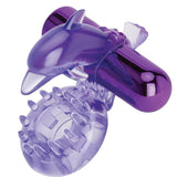 Bodywand Rechargeable Dolphin Ring With Ticklers - Purple Bodywand