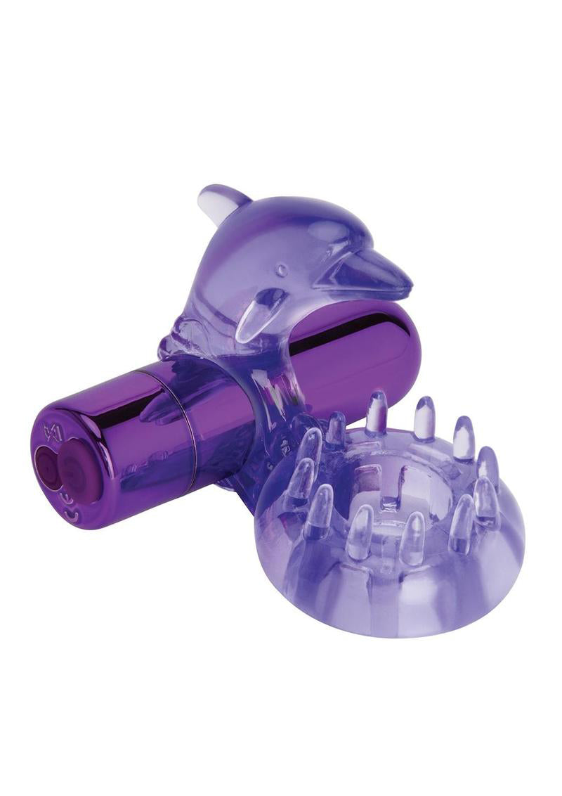 Bodywand Rechargeable Dolphin Ring With Ticklers - Purple Bodywand