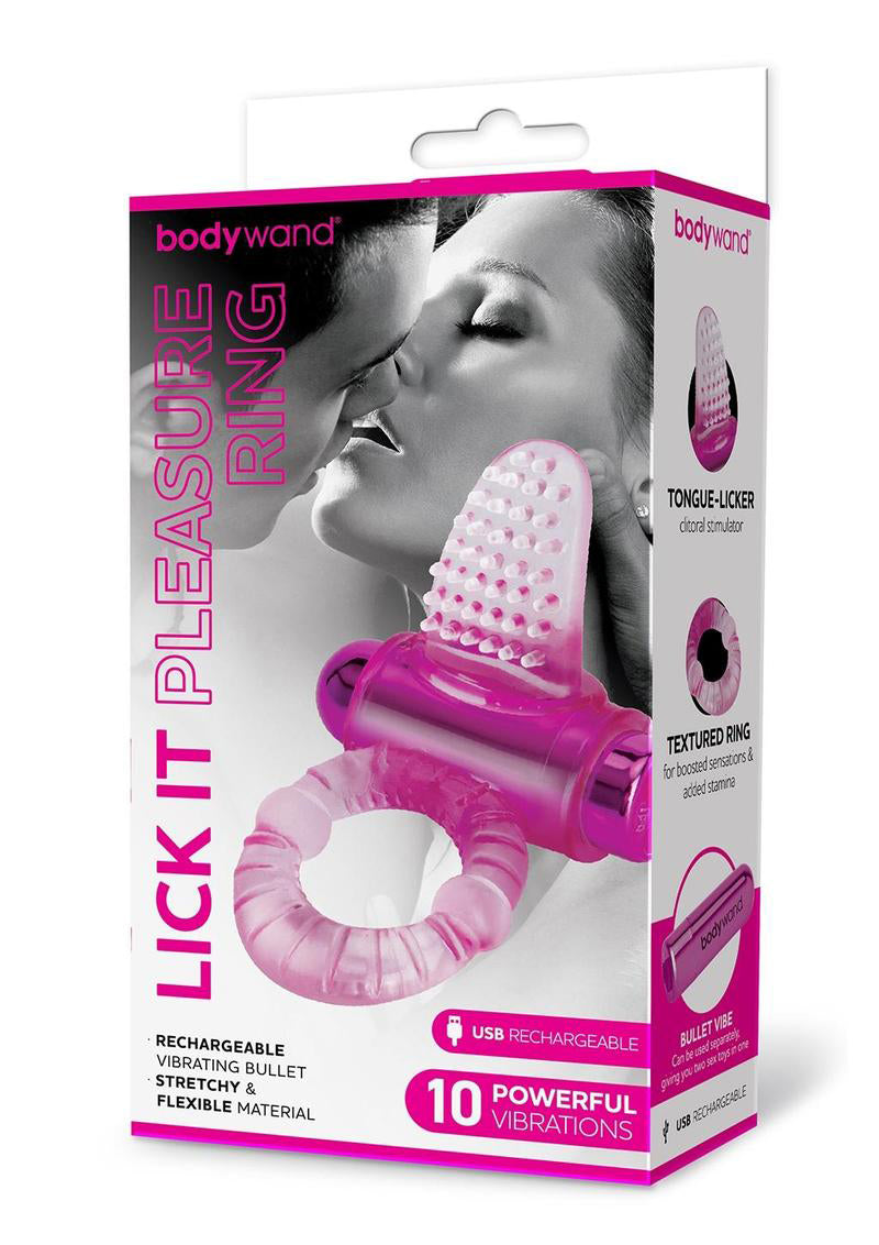 Bodywand Rechargeable Lick It Pleasure Ring - Pink Bodywand