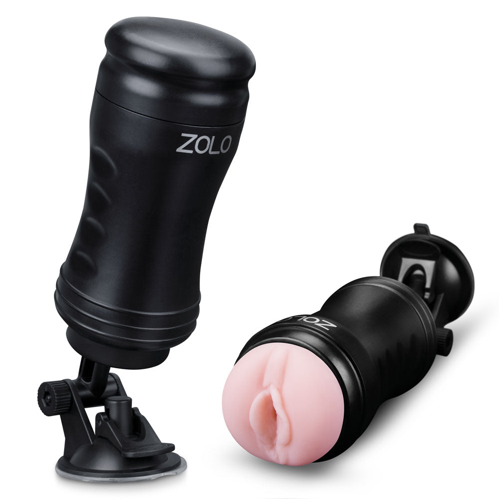 Zolo Solo Flesh Discreet Suction Mounted Masturbator - Black Zolo Cup