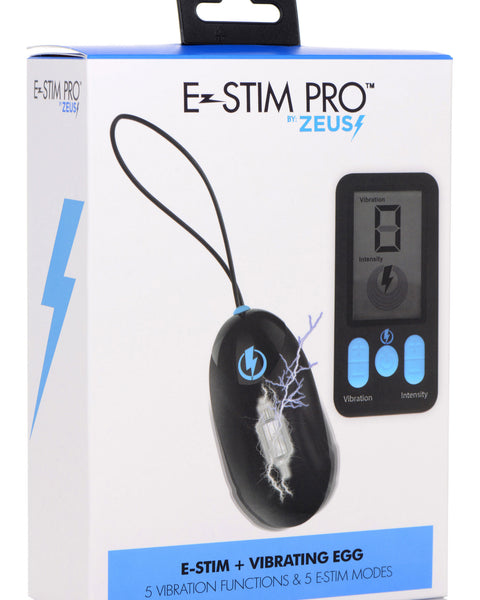 E-Stim Pro Silicone Vibrating Egg With Remote  Control - Black XR Brands Zeus Electrosex