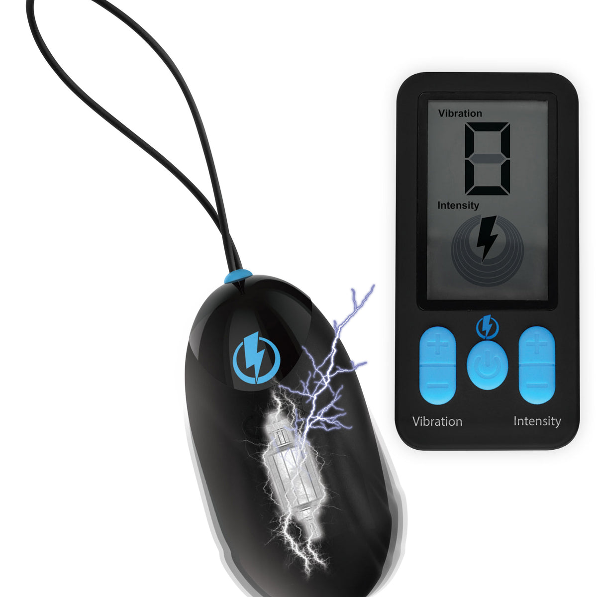 E-Stim Pro Silicone Vibrating Egg With Remote  Control - Black XR Brands Zeus Electrosex