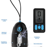 E-Stim Pro Silicone Vibrating Egg With Remote  Control - Black XR Brands Zeus Electrosex