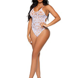 Strappy Back Lace Teddy - One Size - White LA-81643WHT