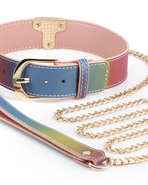 Spectra Bondage - Collar and Leash - Rainbow NSN-1311-02