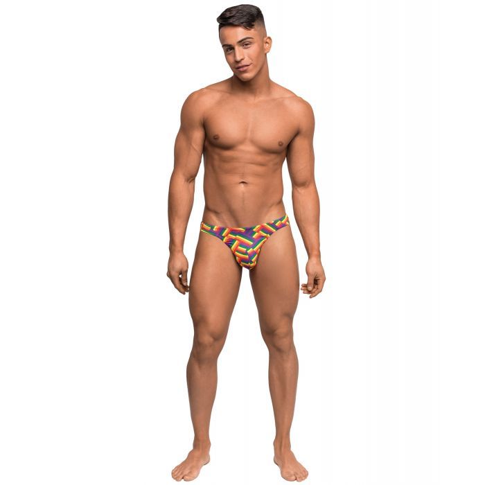 Pride Fest Contoured Pouch Bong Thong Rainbow L/XL Capricho Adult Store