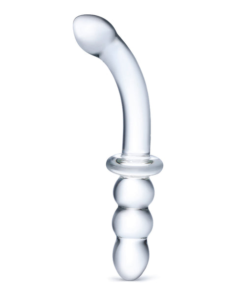 8 Inch Ribbed G-Spot Glass Dildo - Clear GLAS-152