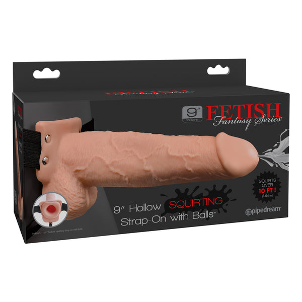 Fetish Fantasy Series 9 Inch Hollow Squirting Strap-on With Balls - Flesh PD3398-21