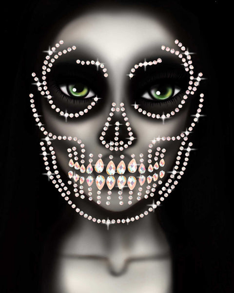 Glow in the Dark Skull Face Jewels Sticker LA-EYE048