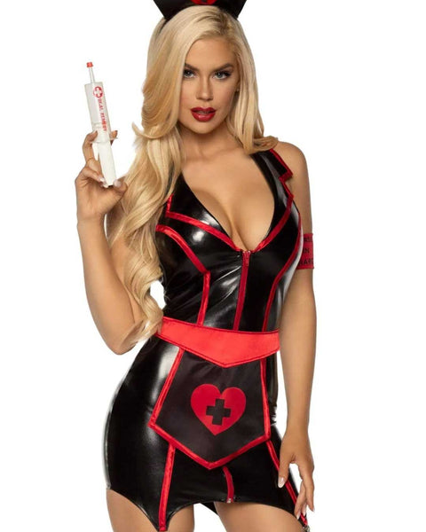 Naughty Nurse Costume - Large - Black/red LA-86926BLKL