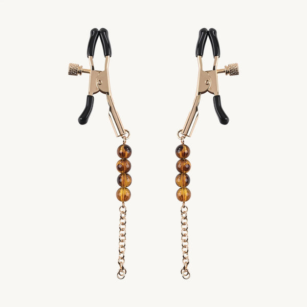 Sincerely Amber Beaded Nipple Clamp SS52105