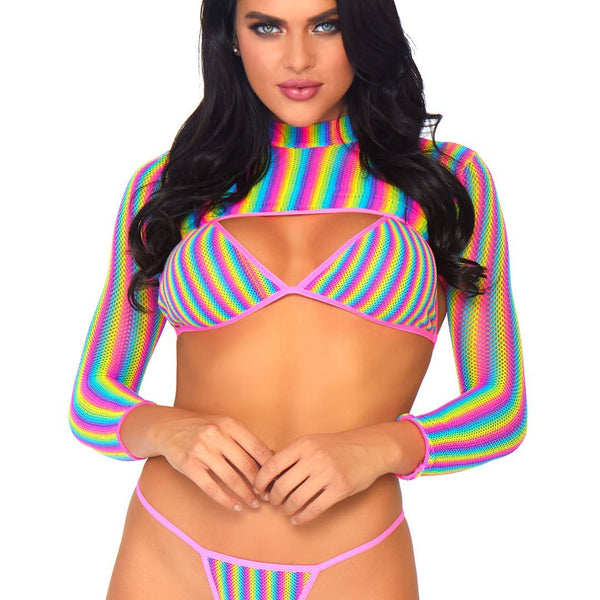 Rainbow Fishnet Top Set - One Size - Multi LA-81580