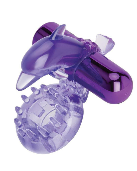 Bodywand Rechargeable Dolphin Ring With Ticklers - Purple X-BW1501