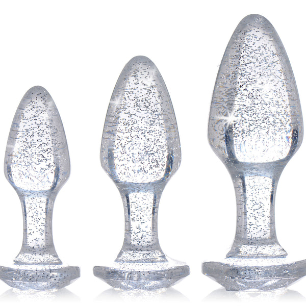 Glitter Gem Anal Plug Set - Silver BTYS-AG587-SIL